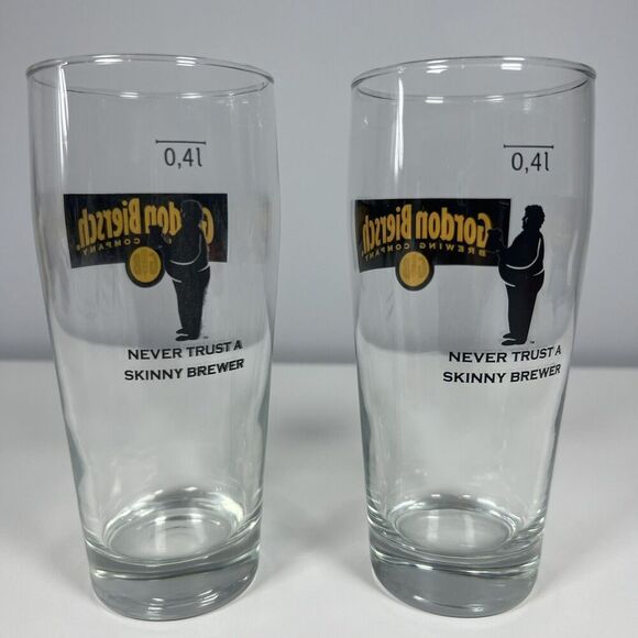 Lot of 2 Gordon Biersch .4 Liter Willi Becher Style Glasses 6 1/2" Tall - Picture 2 of 5